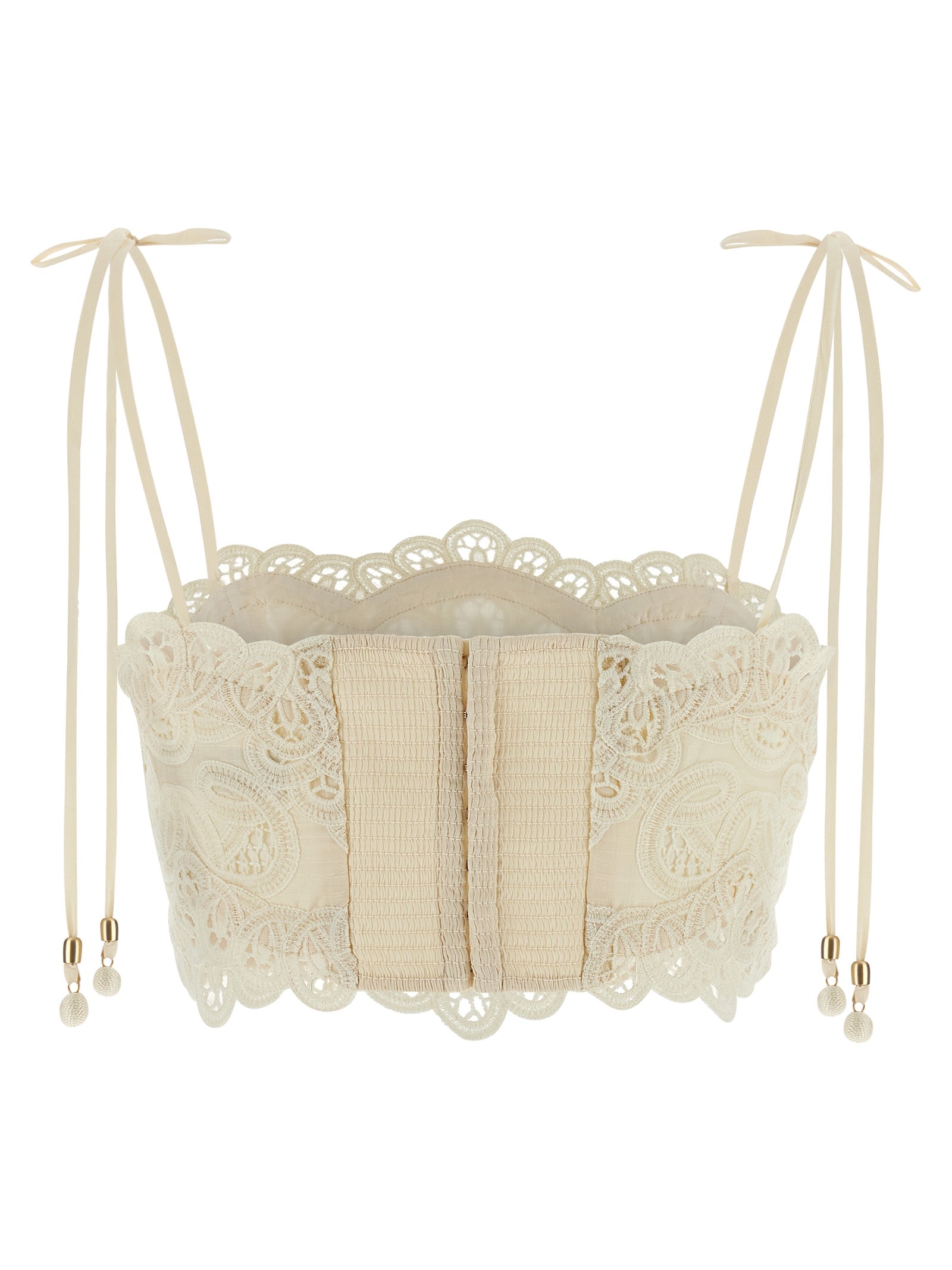 Zimmermann Rhiannon Top — Embroidered Cotton Top (Beige)