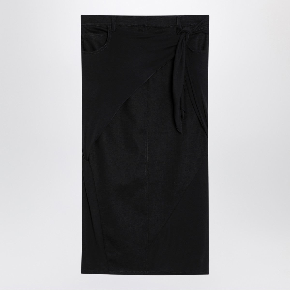 Courreges Courrèges Black midi skirt with draping