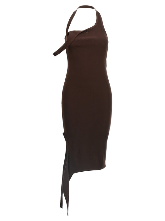 Courreges Undressed Light Knit Dress — Brown, FW24