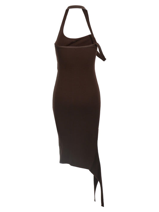 Courreges Undressed Light Knit Dress — Brown, FW24