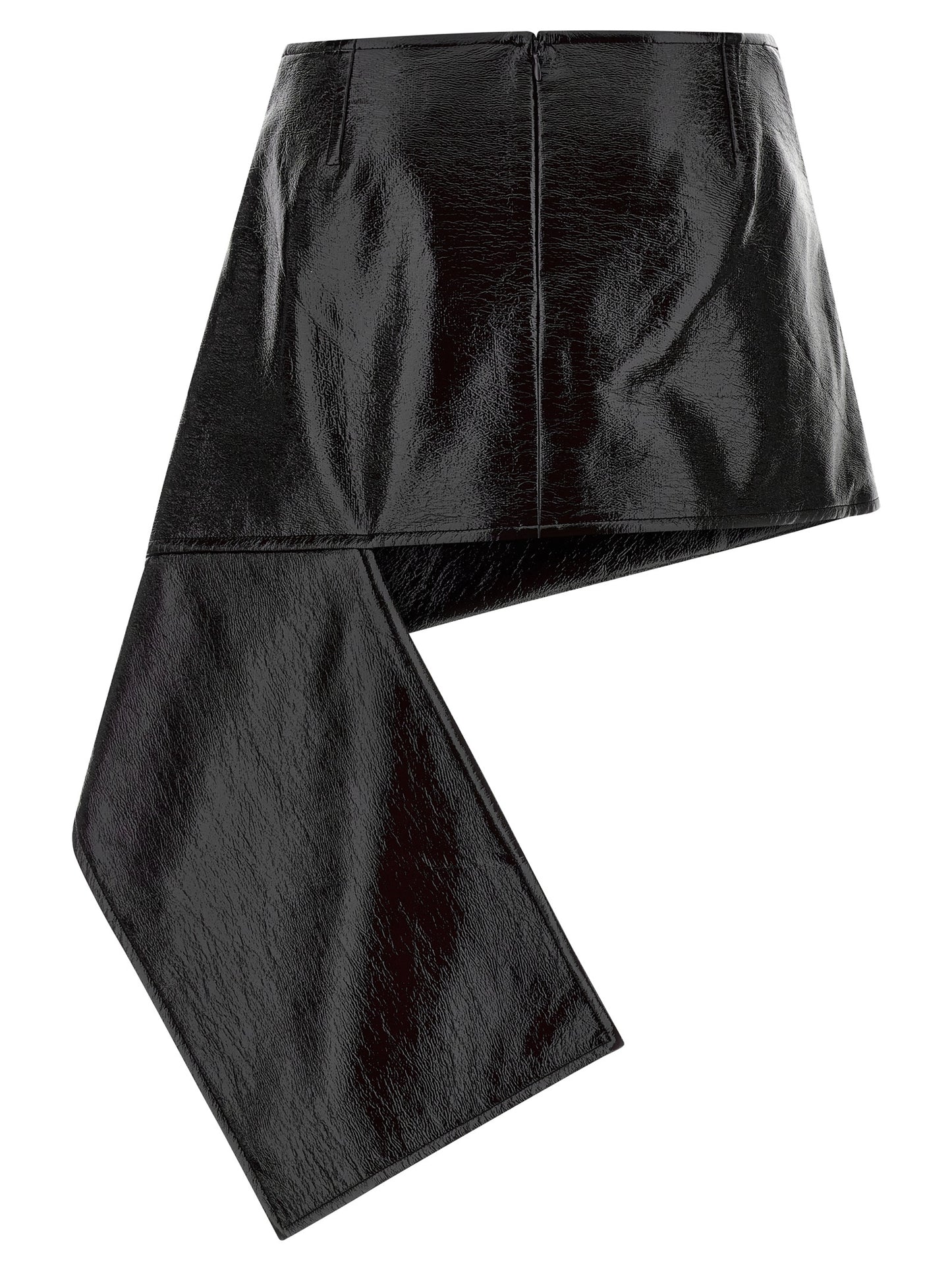 Courreges Fold Vinyl Mini Skirt — Black Mini Skirt