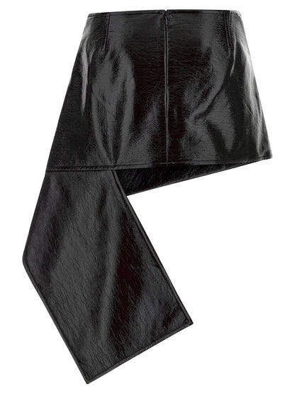 Courreges Fold Vinyl Mini Skirt — Black Mini Skirt
