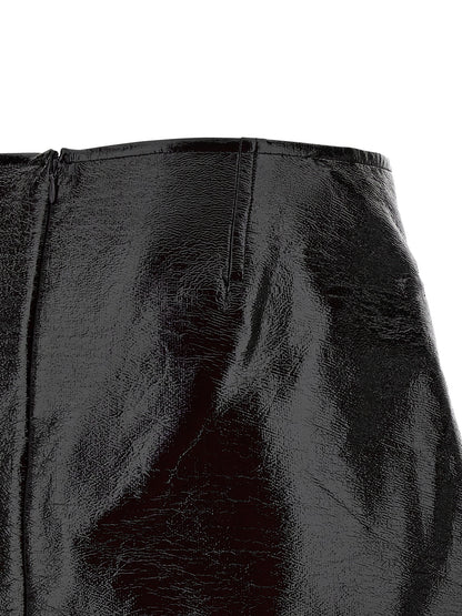 Courreges Fold Vinyl Mini Skirt — Black Mini Skirt