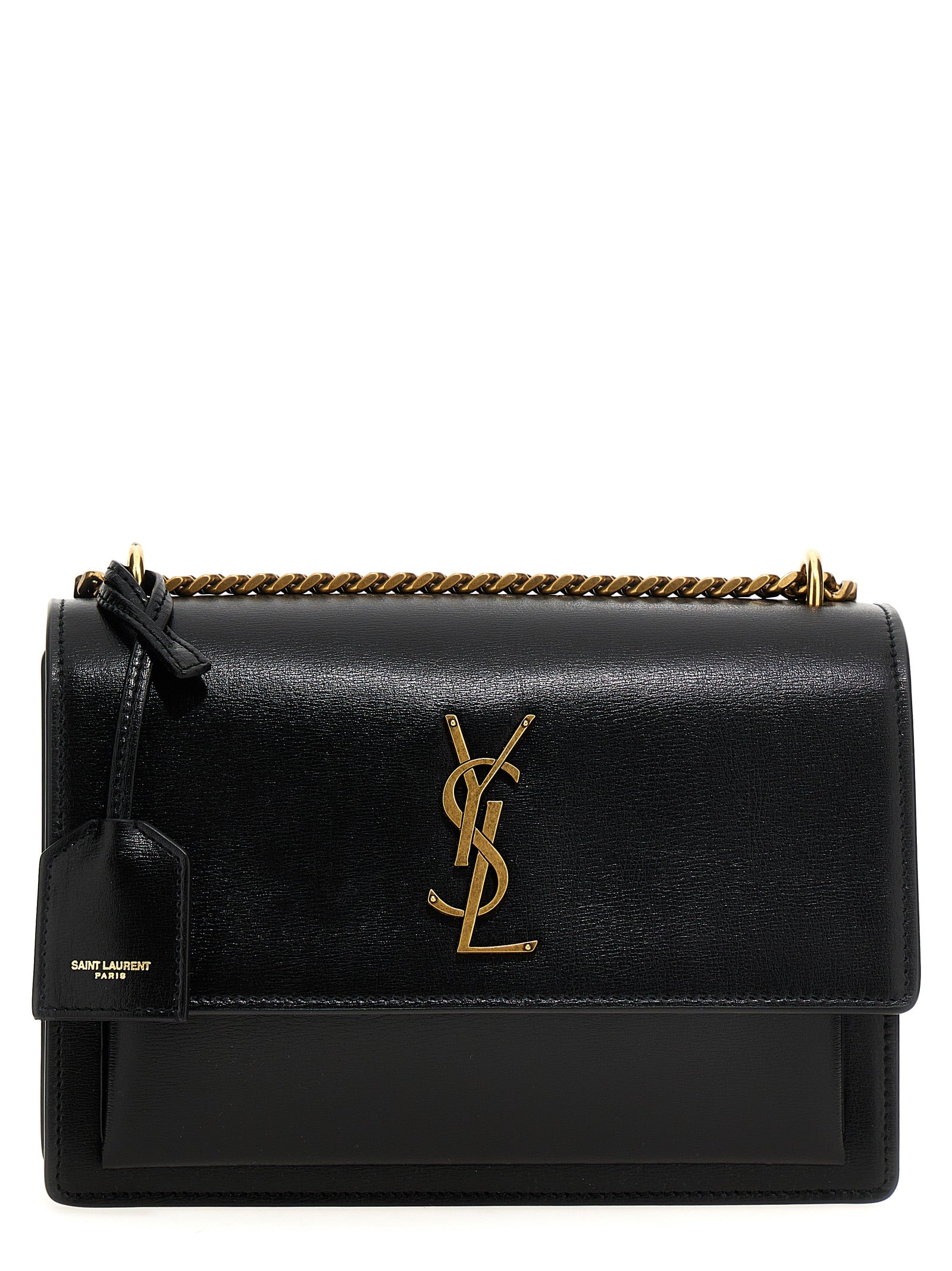 Saint Laurent Sunset Clutch — Black Leather Monogramme
