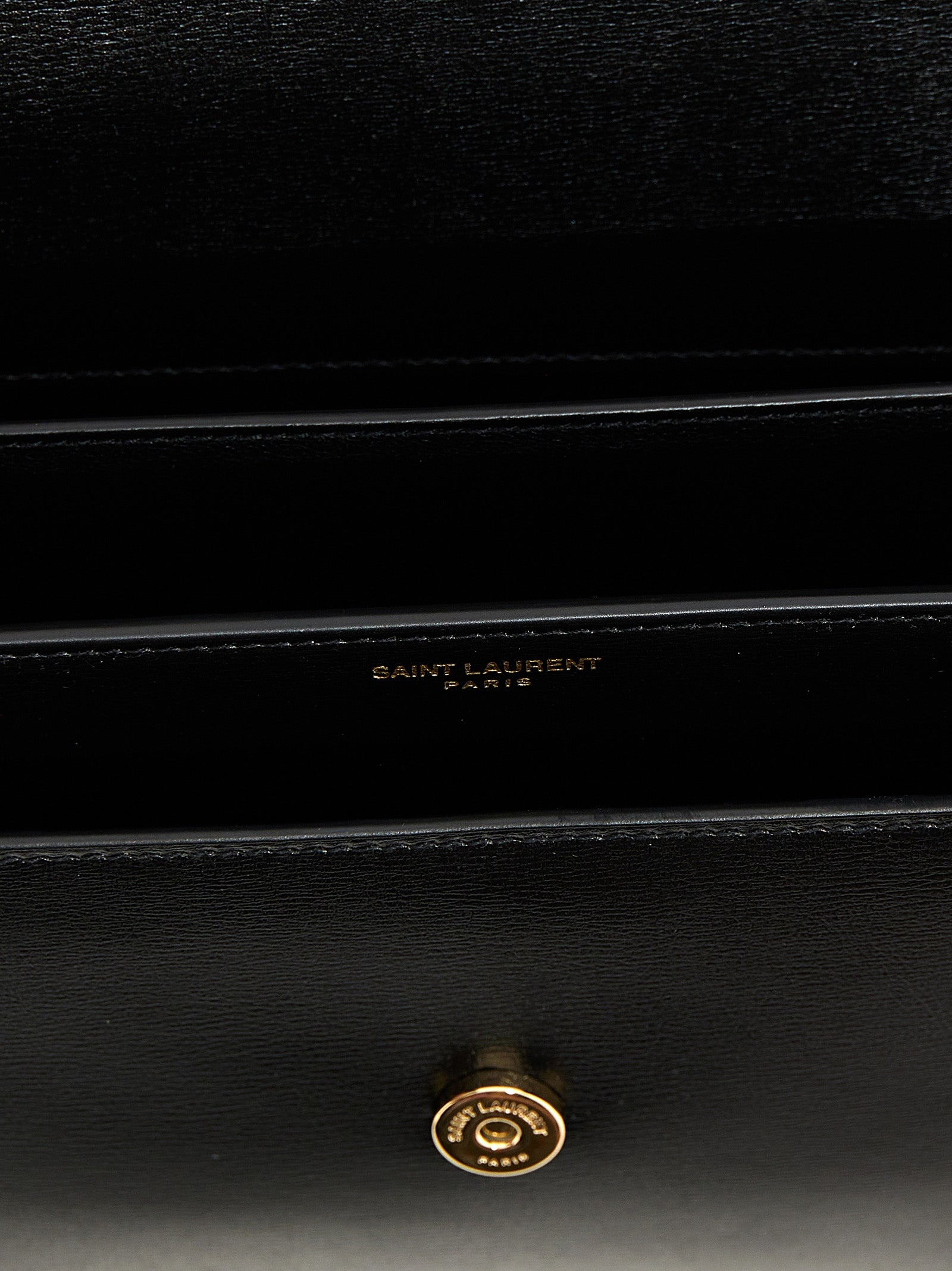 Saint Laurent Sunset Clutch — Black Leather Monogramme