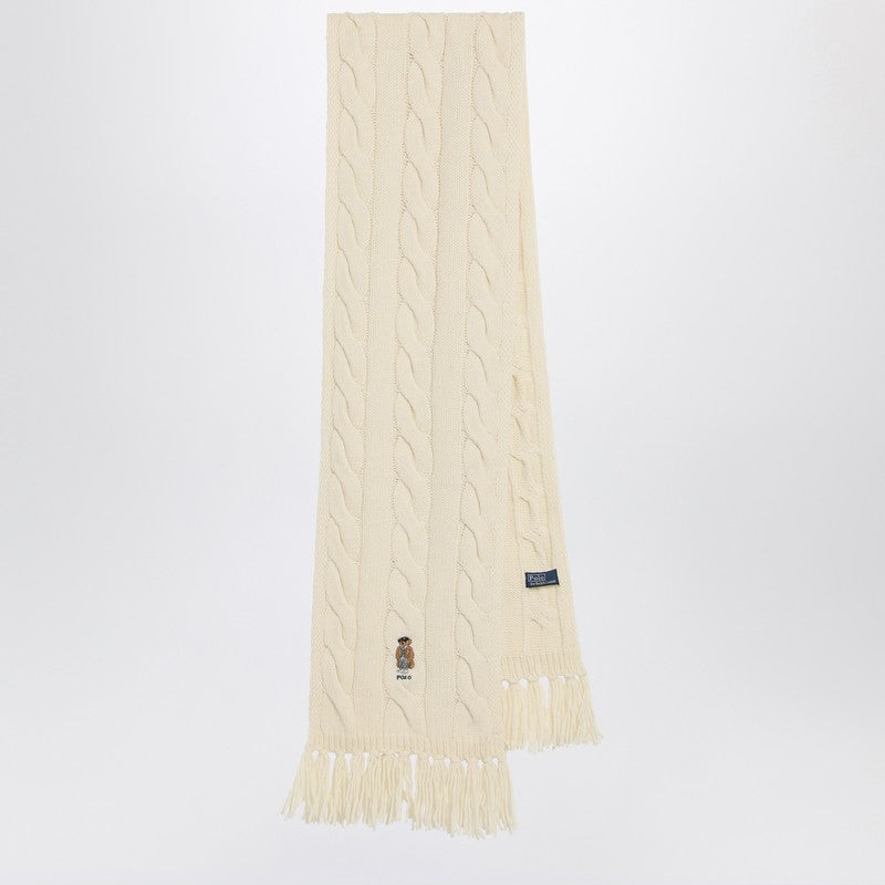 Polo Ralph Lauren Polo Bear scarf in cream wool