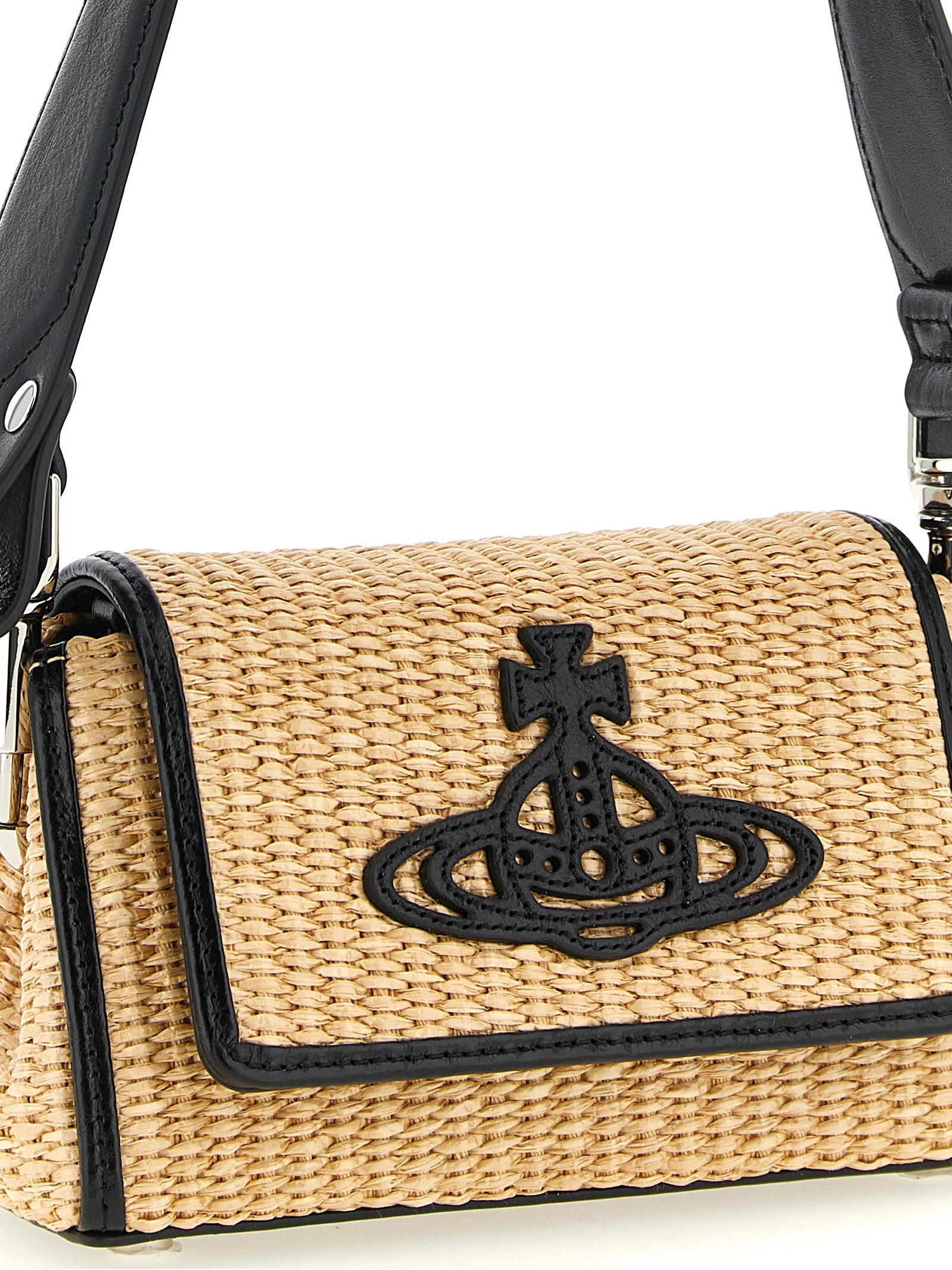 Vivienne Westwood Hazel Small Shoulder Bag — Beige Raffia