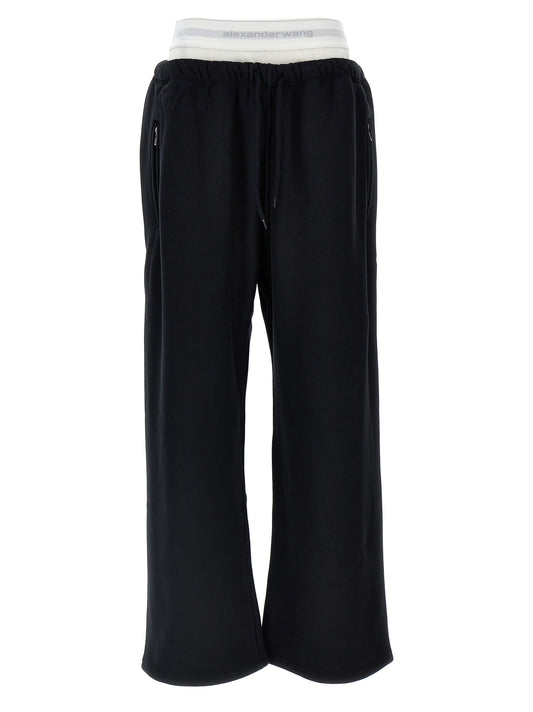 T By Alexander Wang Wide Leg W/ Logo Elastic Exposed Brief Joggers