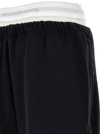 T By Alexander Wang Wide Leg W/ Logo Elastic Exposed Brief Joggers