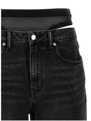 Denim X Alexander Wang Slit Hem Prestyle Hotfix Mesh Undie Jeans