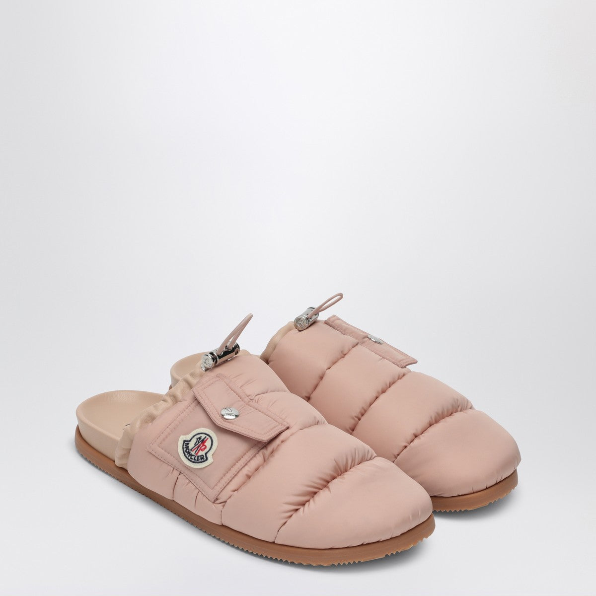 Moncler Mon Pocket pink nylon mules