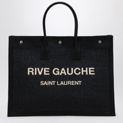 Sac cabas en toile noire Saint Laurent Rive Gauche