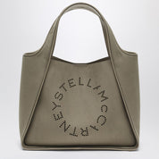 Stella McCartney Khaki-coloured medium Stella Logo bag in eco-leather