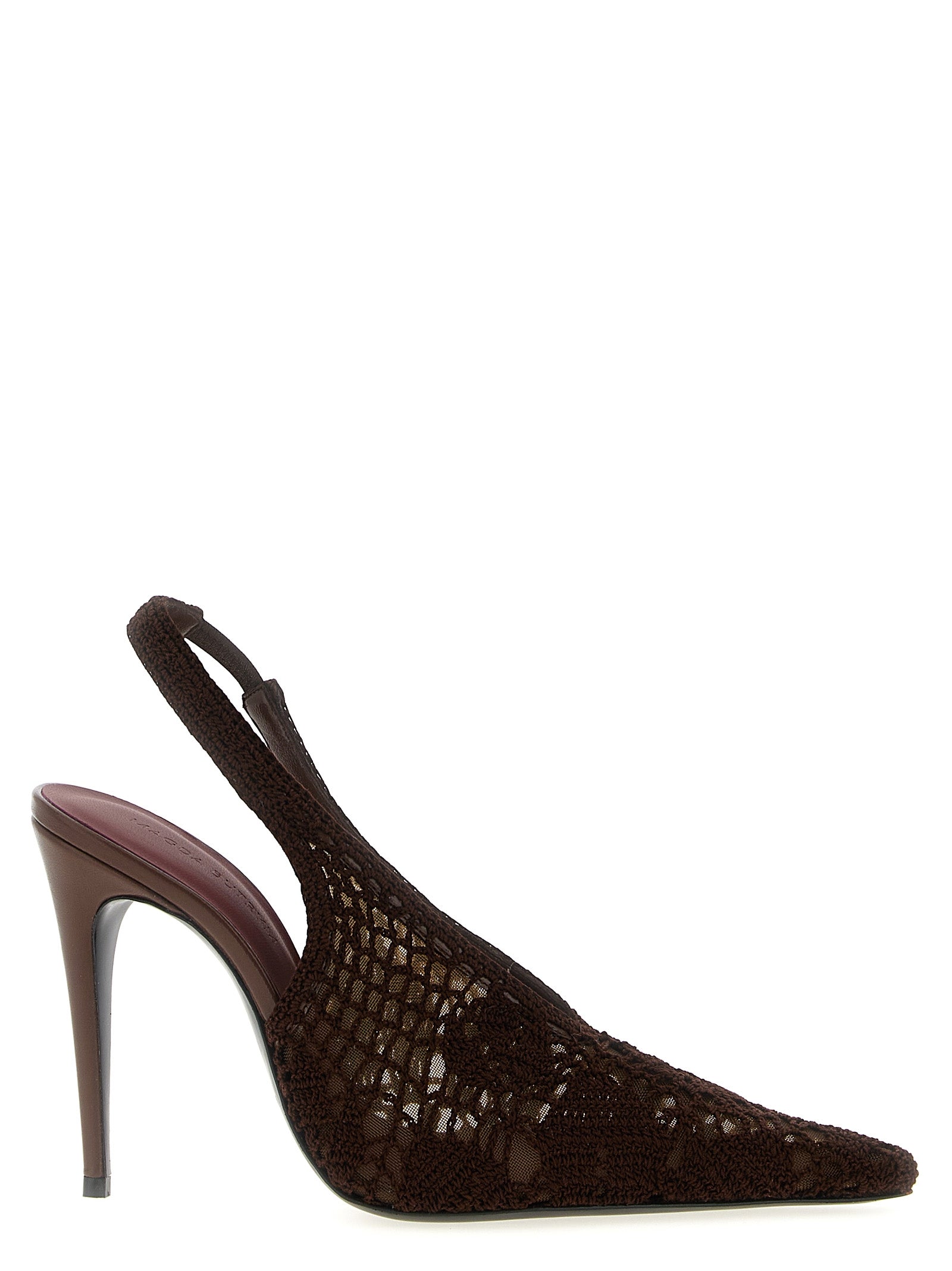 Magda Butrym Crochet Slingback Pumps — Brown Stiletto