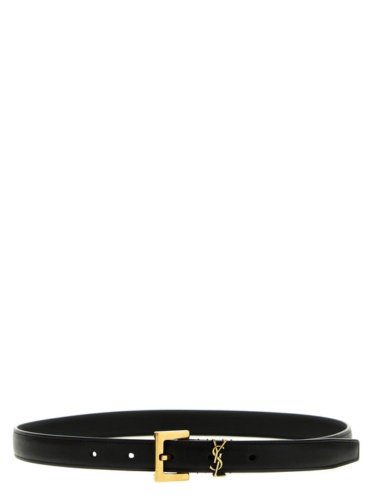 Saint Laurent Cassandre Belt — Black Leather 2 cm