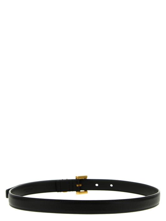 Saint Laurent Cassandre Belt — Black Leather 2 cm