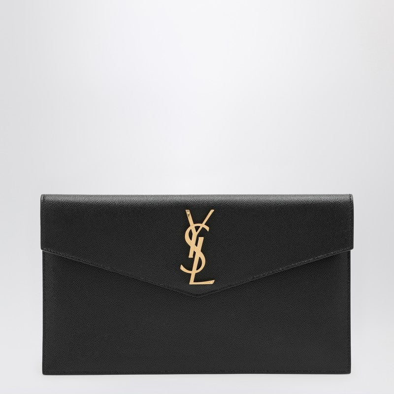 Bolso de mano Saint Laurent Uptown Cassandre negro en cuero granulado granulado