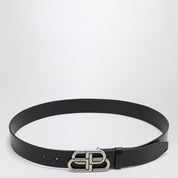 Ceinture BB en cuir noir Balenciaga