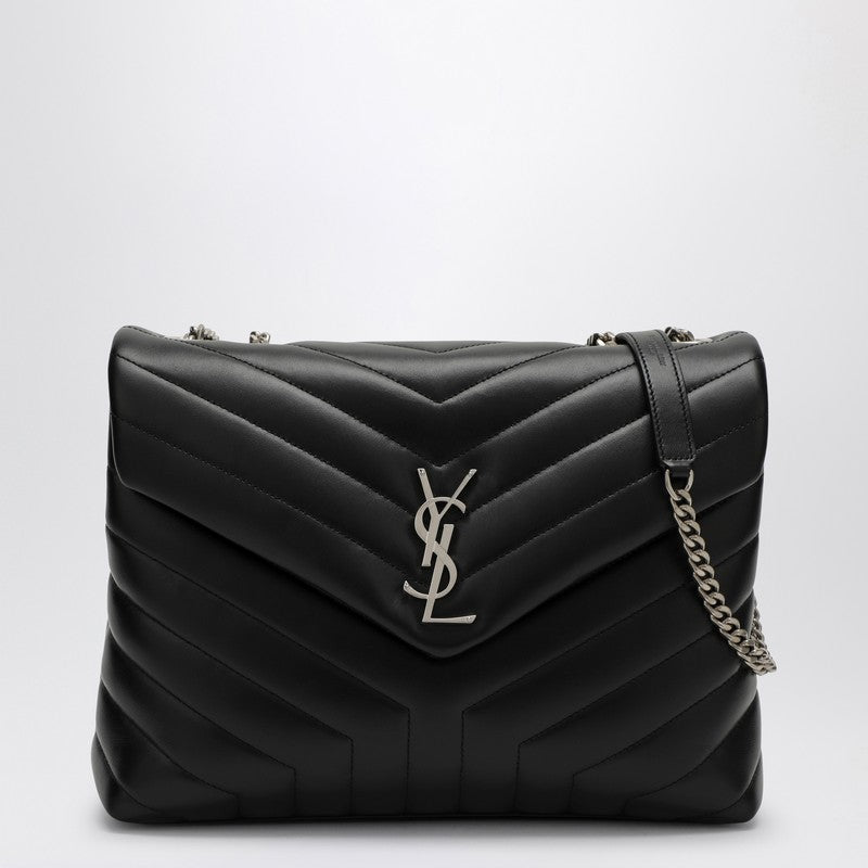 Bolso Loulou mediano negro/plateado de Saint Laurent