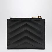 Saint Laurent Black Cassandre matelassé bi-fold wallet in leather