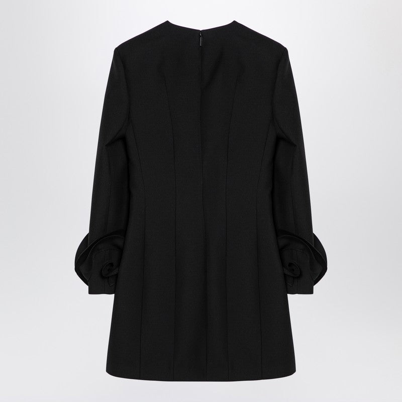 Valentino Black mini dress with rose appliqué