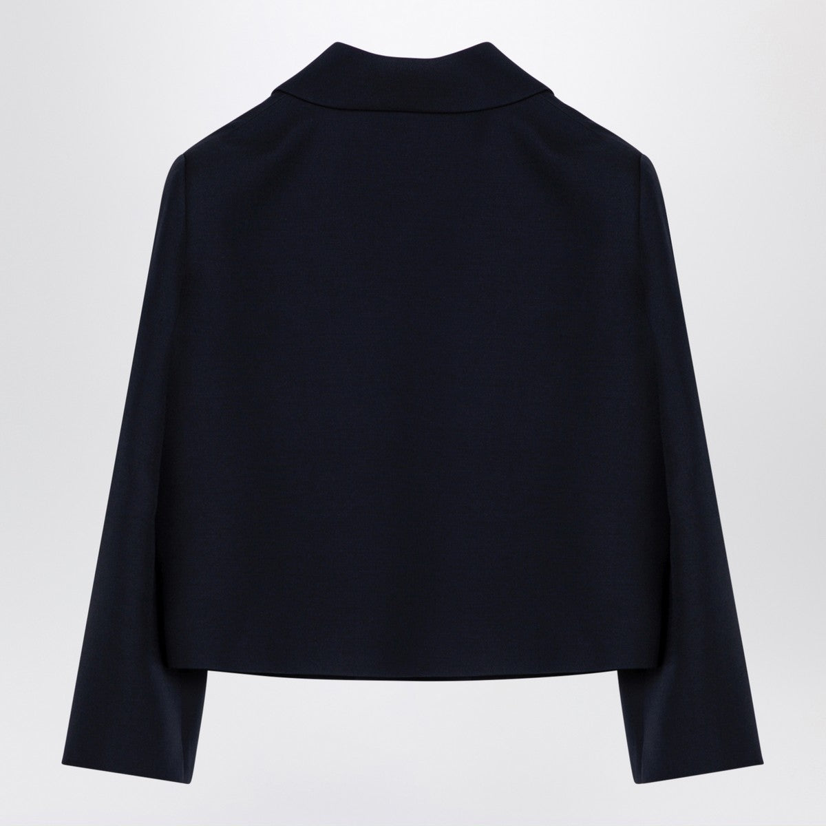 Valentino Single-breasted navy wool crop jacket with gold Vlogo