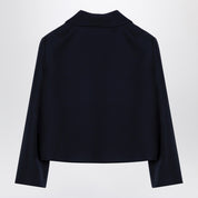 Valentino Single-breasted navy wool crop jacket with gold Vlogo