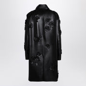 Valentino Black leather coat with embroidery