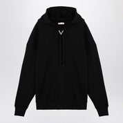 Valentino Black cotton hooded sweatshirt with V detail