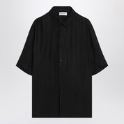 Chemise en soie noire Saint Laurent avec logo Cassandre
