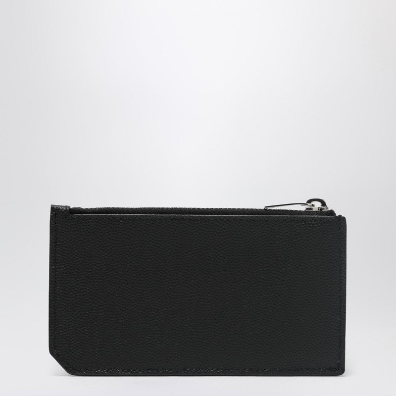 Porte-cartes Fragments Noir Saint Laurent en cuir grainé
