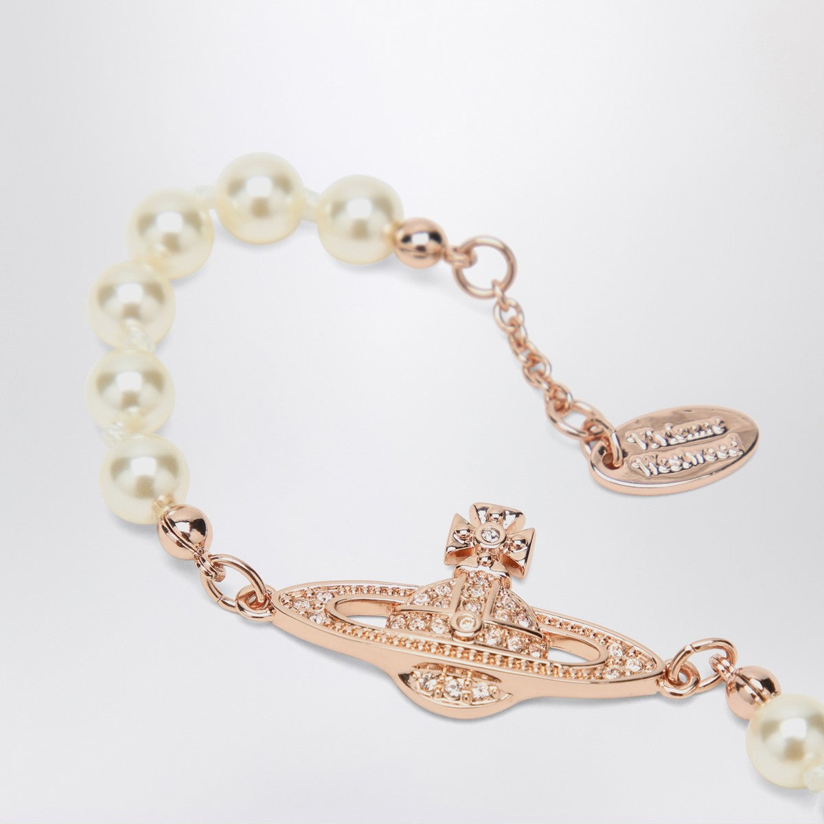 Bracelet Vivienne Westwood Mini Bas Relief Pearl en or rose