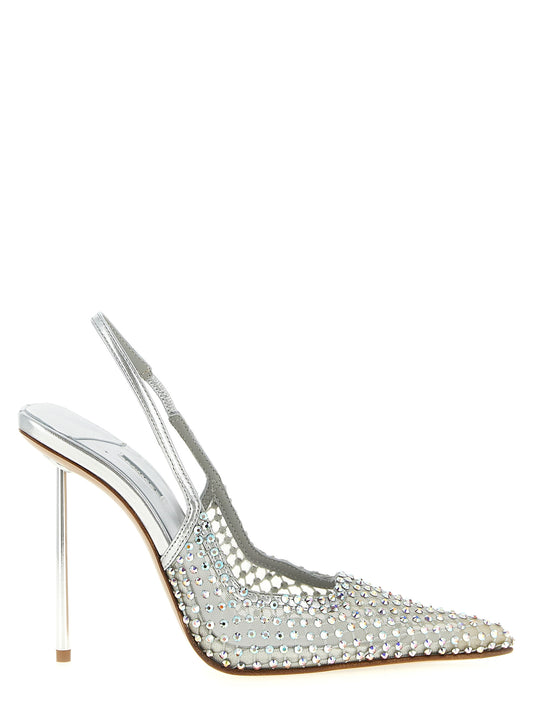 Le Silla Gilda Slingback Pumps — Silver Stiletto 12cm