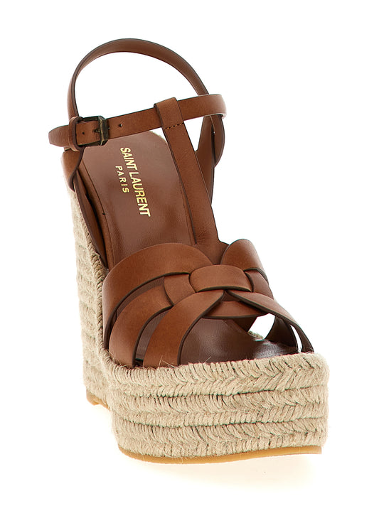Saint Laurent Tribute Espadrilles Sandals — Brown, 13cm