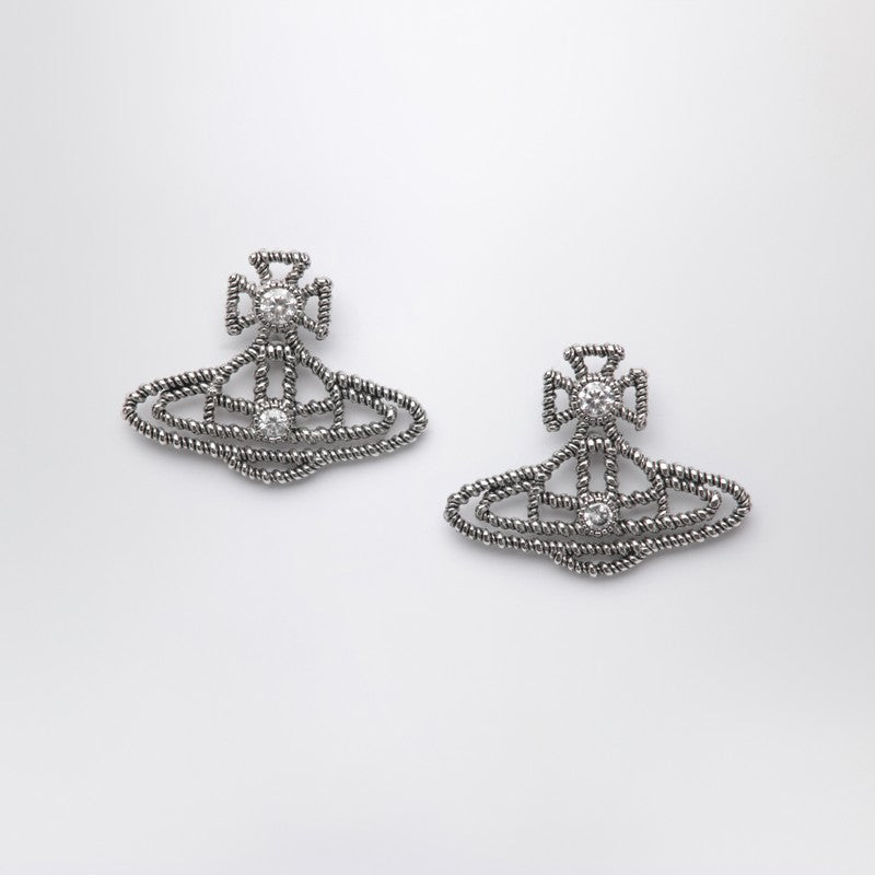Vivienne Westwood Platinum Orb logo earrings