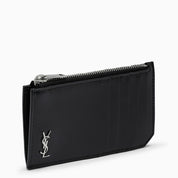 Porte-cartes de crédit zippé Monogram noir Saint Laurent