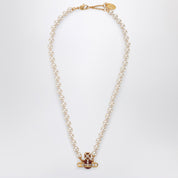 Vivienne Westwood Kitty Pearl necklace in gold finish