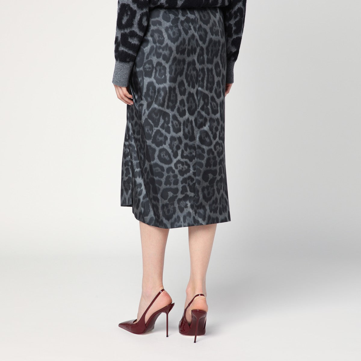 Stella McCartney Gonna midi leopardata con nodo