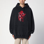 Martine Rose Oversized black hoodie in washed cotton