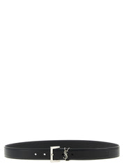 Saint Laurent Monogram’ Belt — Black Leather, 3 cm