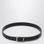 Saint Laurent Cassandre smooth leather belt in black