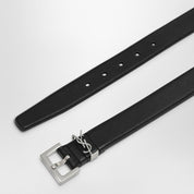 Saint Laurent Cassandre smooth leather belt in black
