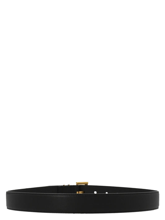 Saint Laurent Cassandre Belt — Black Leather, 3 cm