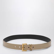 Saint Laurent Cassandre belt in dark beige leather