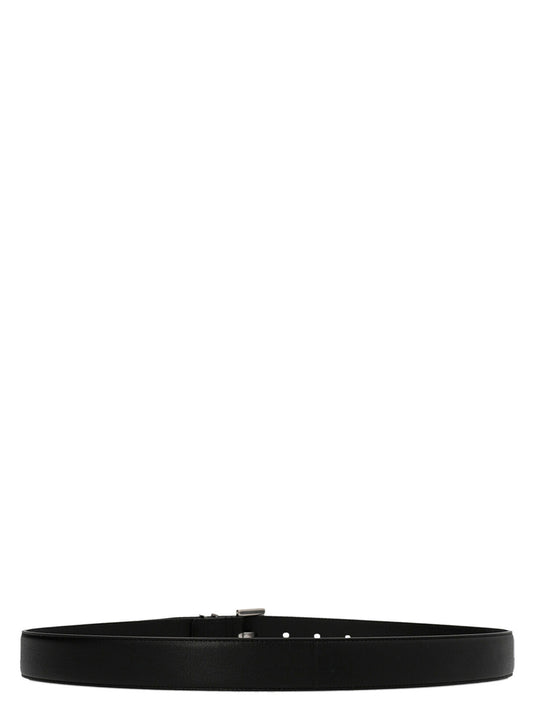 Saint Laurent Cassandre Belt — Black Leather, 3cm