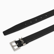 Saint Laurent Cassandre black leather belt