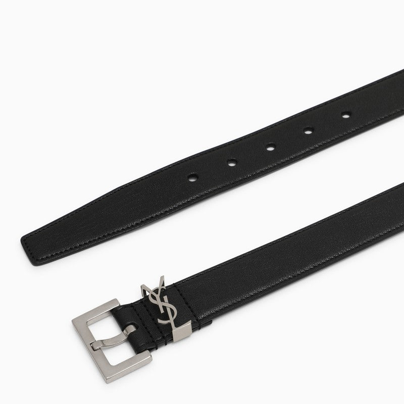 Saint Laurent Cassandre black leather belt