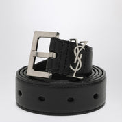 Saint Laurent Cassandre black leather belt