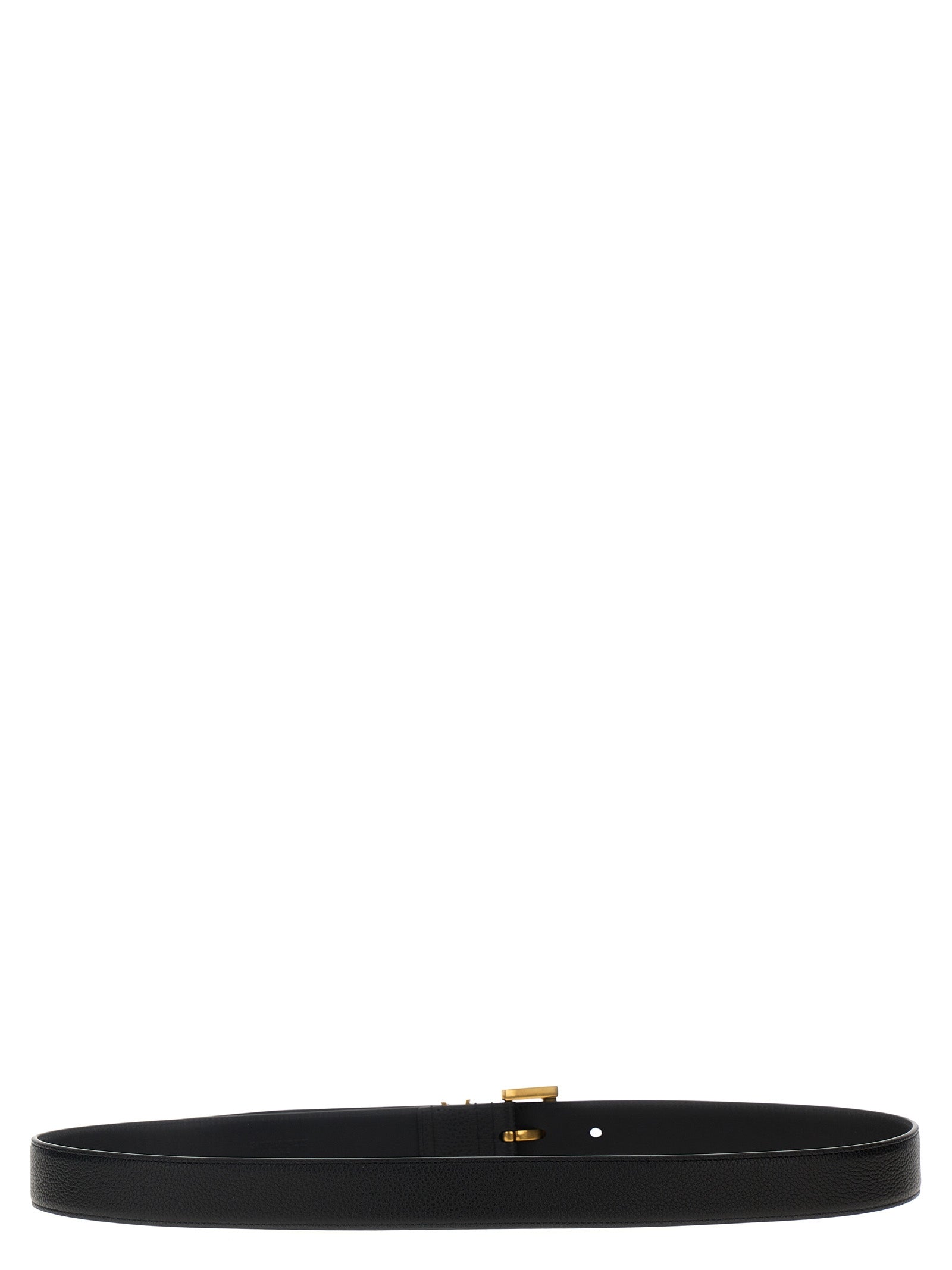 Saint Laurent Cassandre Belt — Men's Black Leather, €290