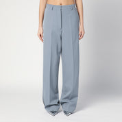 Stella McCartney Wide-leg light grey Falabella pants in wool with chain